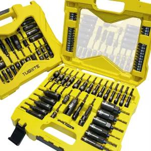 61PCS 임팩트 너트 드라이버 세트 - 드릴용 마그네틱 딥 메트릭 및 SAE 소켓 어댑터 윙 1/4인치 퀵 체인지