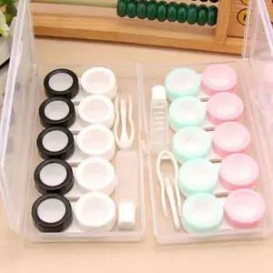 렌즈케이스세트 5쌍 콘택트 아이 박스 여행 누출방지