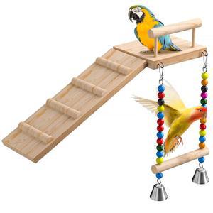 등반 사다리가 있는 로퍼데브 버드 퍼치 플랫폼 스윙, 나무 놀이터, 그린 볼을 위한 스몰 러브버드, 골든, 햄스터, 잉꼬 케이지 액세서리