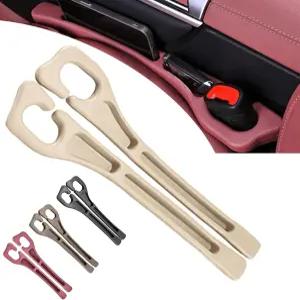 2PCS 카시트 갭 필러 정리함 자동차 및 SUV용 드롭 시트 가드 없음 트레이 가방 안전벨트 구멍이 있는 SUV
