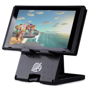 닌텐도용 Tscope 스위치 스탠드, 동물의 숲 조절 가능한 2 / 라이트 닌텐도 액세서리용 OLED 컴팩트 휴대용 접이식 홀더 (블랙)