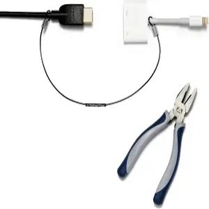 특허받은 사전 조립 어댑터 타이 - 공구 동글 테더 컴퓨터 어댑터용 방지 케이블 잠금 장치. 강철 장치