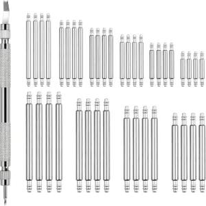Aeaocvo 41pcs 시계 밴드 수리 도구 세트 스프링 바 40pcs 헤비 듀티 스테인리스 스틸 핀 및 제거용