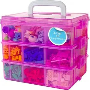 조절 가능한 수납공간이 있는 쓰레기통 및 사물 구슬 정리함 - 인형 공예품 미니 장난감 피규어 보석