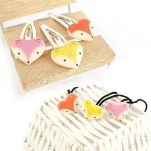 [아랑로랑] 하트여우 헤어방울똑딱핀