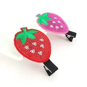 [아랑로랑] 스팽글딸기 집게핀 헤어핀