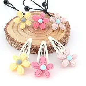 [아랑로랑] 무광스티치데이지 헤어방울똑딱핀(1+1)