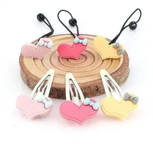 [아랑로랑] 무광스티치하트 헤어방울똑딱핀(1+1)