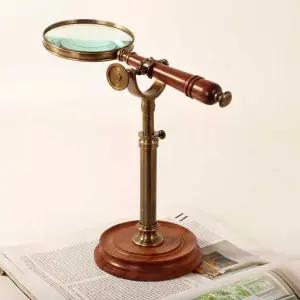 엔틱 스탠드 확대경 장 황동 빈티지 돋보기 서재 A타입/95x7x20cm