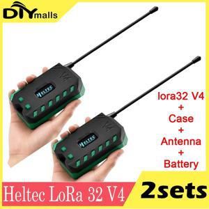 2세트 헬텍 LoRa32 V4 메쉬타스틱 보드  배터리 케이스 ESP32 WIFIBLE SX1262 OLED  전원 개발 메쉬 네트워