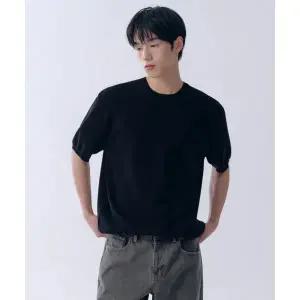 무신사스탠다드 워셔블 수피마 코튼 크루 넥 반소매 니트 블랙 1628827