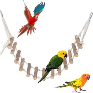 앵무새와 햄스터를 위한 천연 로프 나무 사다리 새 그네