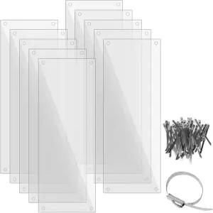 10개 애완동물 케이지 라이너 15.7인치 x 6인치 소변 보호대 측면 안감 투명 시트 50개 스테인리스 스틸