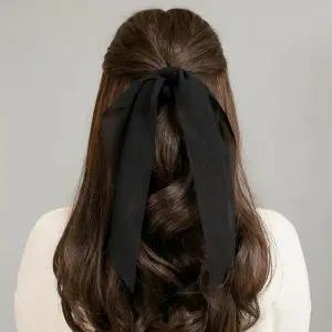 [셀러허브][엔젤슈슈] 쉬폰 롱리본 곱창밴드(블랙) 헤어머리끈 DT1317698 (S34697355)