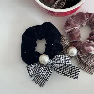 [셀러허브]국내제작 발레코어 리본 벨벳 진주 체크 트위드 벨벳 겨울 헤어곱창 머리끈 헤어 (S35130655)