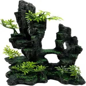 티프와드엠엑스 아쿠아리움 마운틴 뷰 이끼 나무 바위 동굴 어항 돌 장식 풍경 작은 식물들과 함께