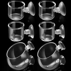 청구 6피스 수생 식물 화분 홀 유리 수족관 컵 석션 홀더 새우 어류 살아있는 식물을 위한 장식 3가지