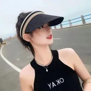 [와인앤쿡] 스포티 여성 라탄 썬캡(블랙)