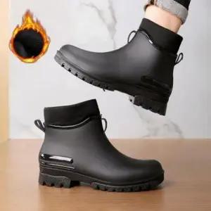 남성 레인부츠 숏 방수 털안감 겨울 데일리