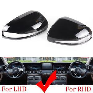 메르세데스 호환 벤츠 호환 C GLC S E 클래스 W205 X253 W222 W213 교체용 카본 블랙 사이드 리어뷰 미러