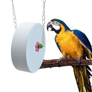 맥코, 아프리카 그레이, 코카티엘 및 중대형 조류를 위한 금속 걸이 체인이 달린 BinggePet 새 부리 연마석 u2013 대형 블루 실린더 앵무새 씹기 장난감 u2013 케이지 액세서리