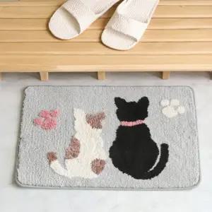 빨아쓰는 발매트 귀여운 고양이 미니 러그 40x60 2종