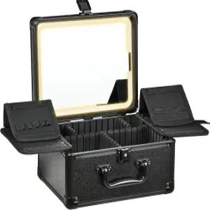 불이 켜진 거울이 있는 갈후비스 메이크업 케이스 분리형 LED 박스 정리함 여행용 트레인 방수 화장품