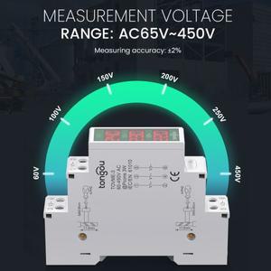 호환 Din 레일 18mm 전압 측정기 AC 60-450V 220V 380V 단일 3 상 모듈 형 표시기 LED 디지털 디스플레이