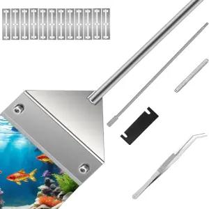 Ymiueip 25인치 유리 수족관 조류 스크래퍼 - 내구성이 뛰어난 스테인리스 스틸 고집스러운 조류를