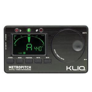 [미국배송] KLIQ 메트로피치 3-IN-1 모든 악기용 메트로놈 튜너 디지털 기타 바이올린 우쿨렐레 베이스 및 크로매틱 톤 발생기 조그 다이얼 블랙