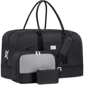 여성용 위켄더백 대형 오버나이트백 캔버스 여행용 더플백 기내용 토트백 21인치 3개 세트