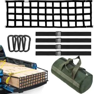 테일게이트 네트-LLTTLMM 대형 트럭용 트럭 화물망 쉐보레 포드 도요타 GMC 지프 닷지 램 픽업(블랙)용