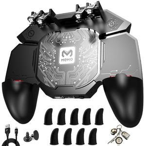 과 안드로이드폰용 반도체 냉각 팬이 장착된 리니 11 in 1 휴대폰 게임 컨트롤러, 게이밍 L2R2 4 트리거, PUBG / 콜 오브 듀티 Apex 나이브스 아웃