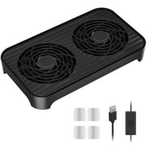 GSCOLLER X4 조용한 USB 냉각 팬, 원터치 스위치가 있는 고속 듀얼 140mm PC 라우터, 노트북, 수신기, 앰프, DVR, 플레이스테이션, Xbox, 컴퓨터 캐비닛 냉각을 위한 스택 가능한 디자인