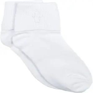 크리스마스 화이트 코튼 발찌 양말 자수 크로스