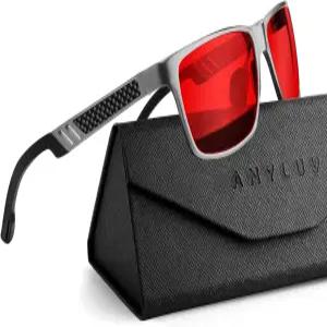 애니루브 블루 라이트 차단 안경 남성용 컴퓨터 게이밍 경량 알루미늄 금속 안티 스트레인 눈 보호