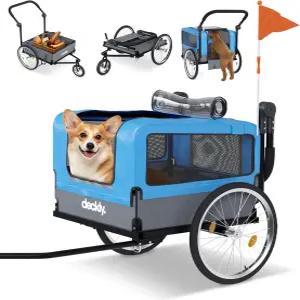 데클리 4in1 반려견 자전거 트레일러 - 최대 88파운드 무게의 부착 부드러운 롤링 휠 유모차 반려견용