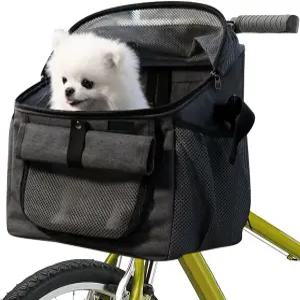 강아지 자전거 바구니 캐리어 접이식 부드러운 면의 반려동물 백팩 메쉬 윈도우 여행 가방 안전하고 소형