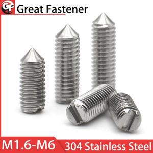 10pcs M1.6 M2 M2.5 M3 M4 M5 M6 DIN553 A2-70 304 스테인레스 스틸 슬롯 팁 세트 나사 기계 스레드 콘 포