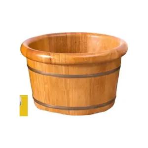 원목족욕통 자동배수 가정용 족탕 보온형 이동식 발찜질 둥근 물통 발마사지