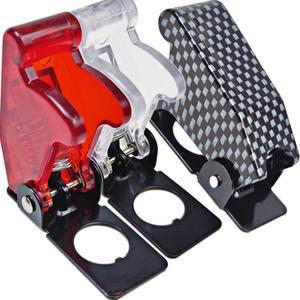 1Pcs 조명 LED 토글 스위치의 안전 항공기 플립 업 커버 가드 자동차 보트 트럭 탄소 섬유 빨간색 파란색