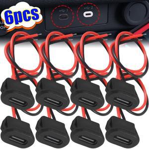 C타입 암 2 핀 USB 커넥터 방수 소켓 포함 고속 충전 잭 포트 플매트 카펫 러그 6 개 개