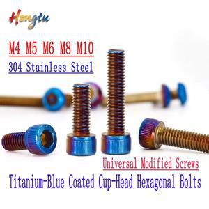 티타늄-블루 코팅 컵 헤드 육각 볼트304 스테인리스 스틸 - M4 M5 M6 M8 M10 크기의 범용 수정 나사