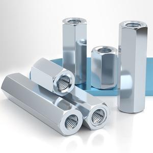 M4 M5 M6 M8 M10 탄소강 육각 스탠드오프 스페이서 긴 로드 커플 링 너트 볼트 길이 10-60mm