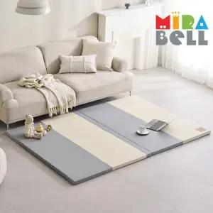 [미라벨] 카라 실리케어 아기유아 층간소음 놀이방 5단 노틈새 항균형 폴더매트 140X200 베이지그레이