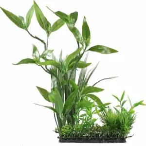 CNZ 수족관 장식 어항 인공 플라스틱 식물 그린 13인치 높이