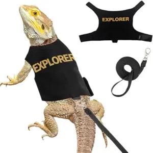 수염 용 하네스와 목줄 옷 도마뱀 액세서리 탈출 방지용 소형 동물 파충류 조절용 야외 산책용 로프