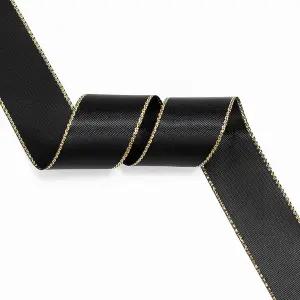 블랙 리본 112인치 50야드 더블 공예품 파티 포장용 페이스 선물 보우 장식 DIY 홀리데이 엣지 꽃다발 새틴