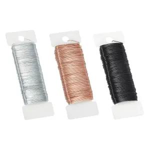 파티킬 24 게이지 플로럴 플렉시블 패들 골드실버블랙 화환 플로리스트 와이어 3롤 115야드345피트 로즈