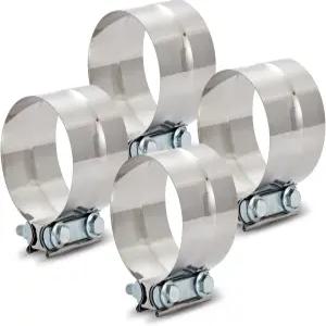 4PCS 3 랩 조인트 밴드 클램프 스틸 파이프 프리폼 머플러 스테인리스 배기